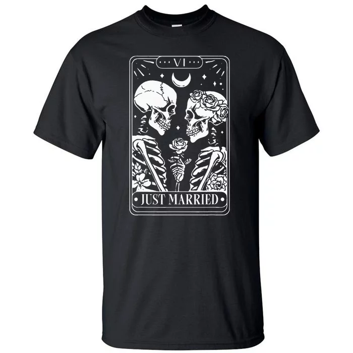 Just Married The Lovers Skeleton Couple Matching Halloween Tall T-Shirt