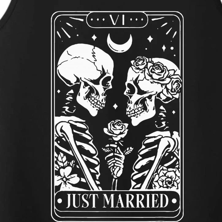 Just Married The Lovers Skeleton Couple Matching Halloween Performance Tank