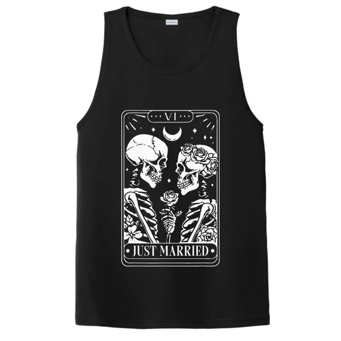 Just Married The Lovers Skeleton Couple Matching Halloween Performance Tank