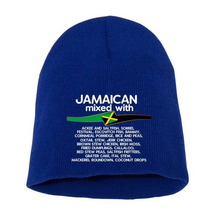 Jamaican Mixed With Jamaica Love And Proud Gift Short Acrylic Beanie