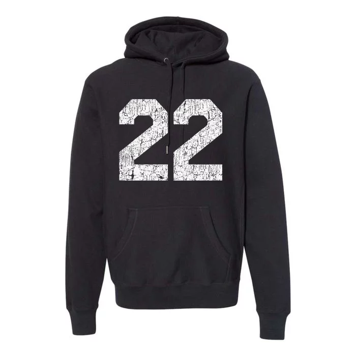 Jersey Number 22 Athletic Style Sports Graphic Premium Hoodie