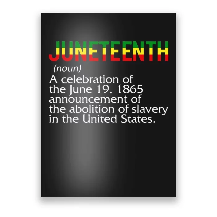 Juneteenth Noun A Celebration Held Annually 1865 Freedom Day Poster