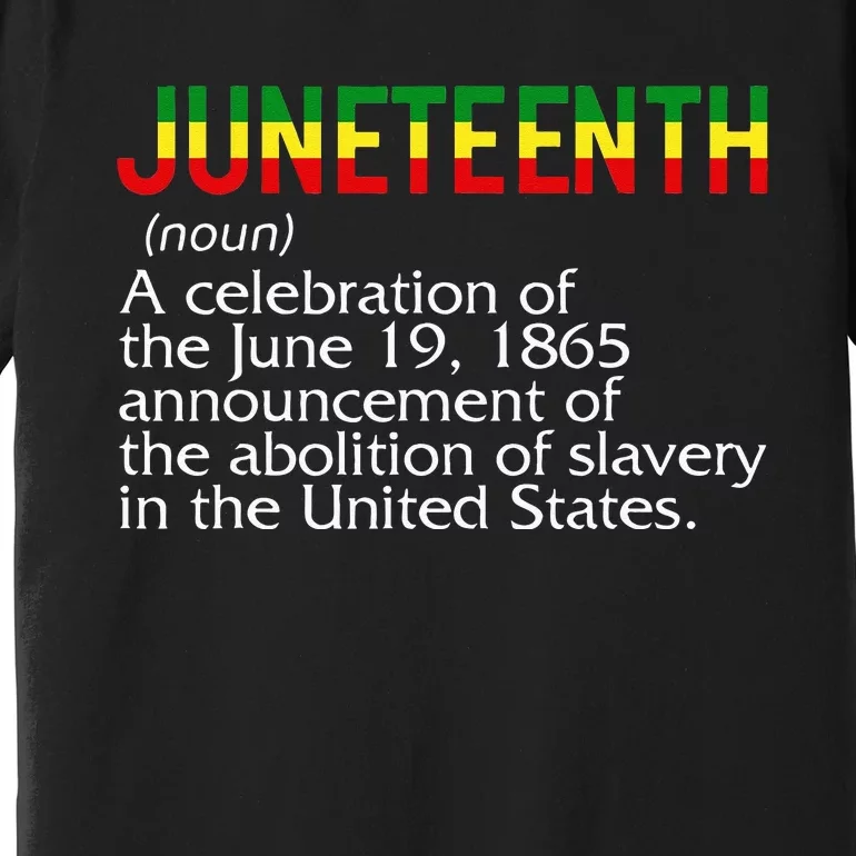 Juneteenth Noun A Celebration Held Annually 1865 Freedom Day Premium T-Shirt