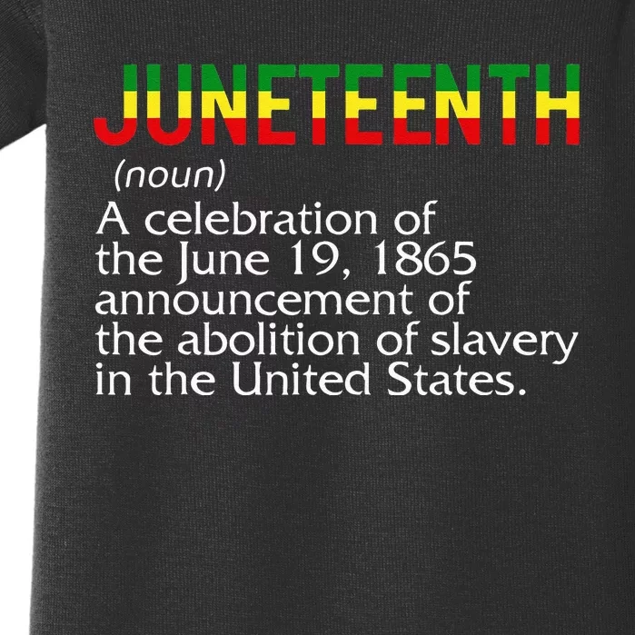 Juneteenth Noun A Celebration Held Annually 1865 Freedom Day Baby Bodysuit