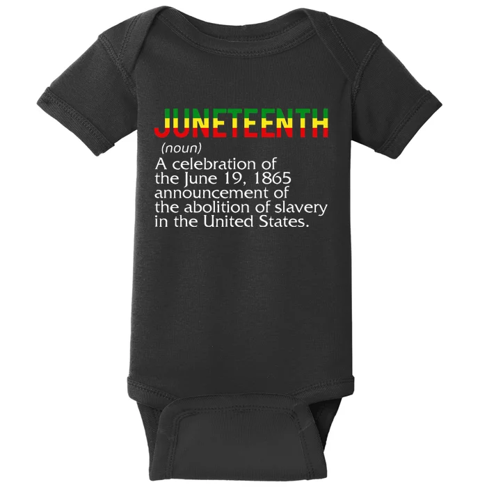 Juneteenth Noun A Celebration Held Annually 1865 Freedom Day Baby Bodysuit