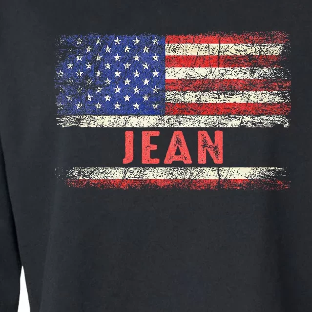 Jean Name American Flag Jean First Name Cropped Pullover Crew