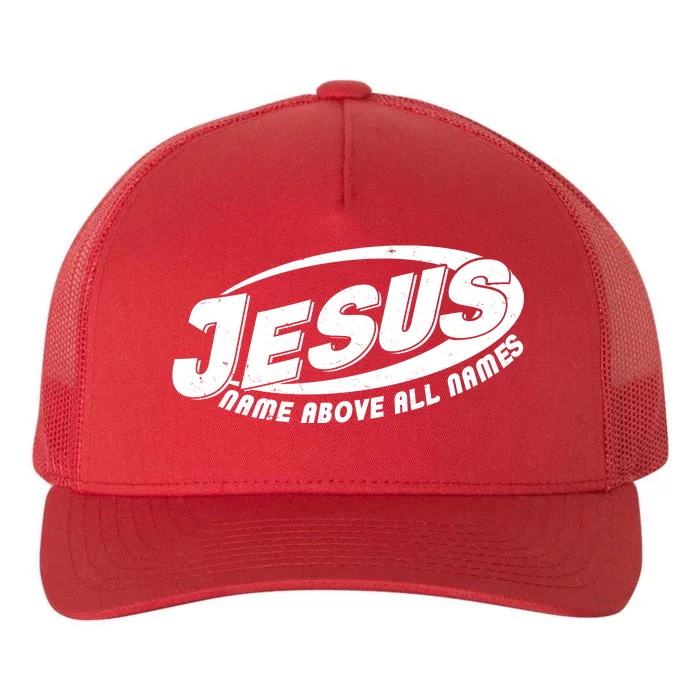 Jesus Name Above All Names Sports Style Logo Yupoong Adult 5-Panel Trucker Hat