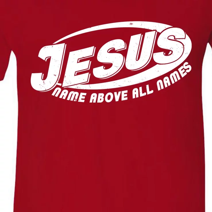 Jesus Name Above All Names Sports Style Logo V-Neck T-Shirt