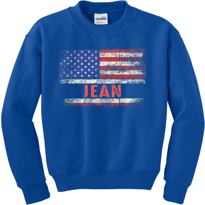 Jean Name American Flag Jean First Name Kids Sweatshirt