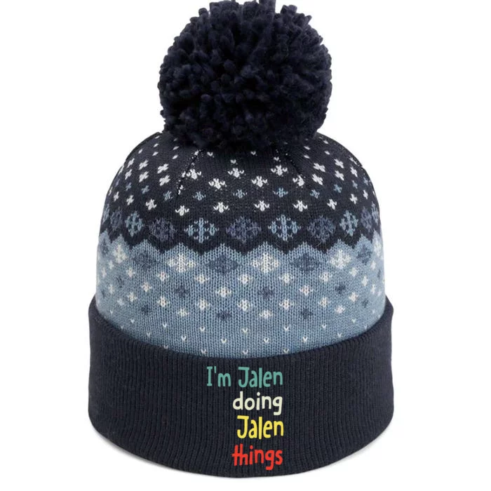 Jalen Name Cute Personalized Gift The Baniff Cuffed Pom Beanie