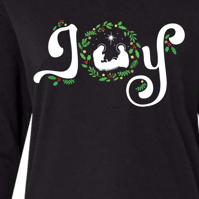 Joy Nativity Christmas Jesus Manger Christian Christmas Womens Cotton Relaxed Long Sleeve T-Shirt