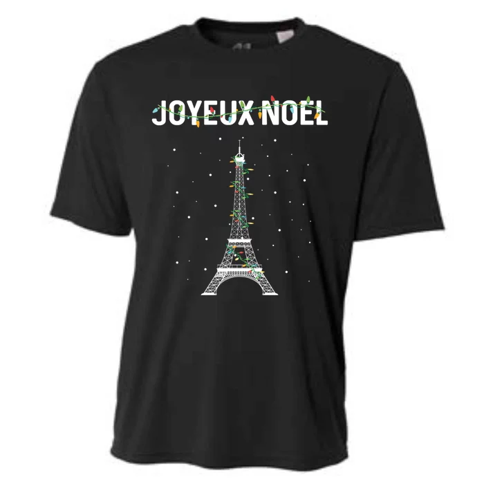 Joyeux Noel French Paris Eiffel Tower Christmas Cute Gift Cooling Performance Crew T-Shirt