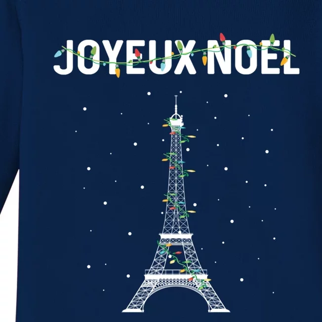 Joyeux Noel French Paris Eiffel Tower Christmas Cute Gift Baby Long Sleeve Bodysuit