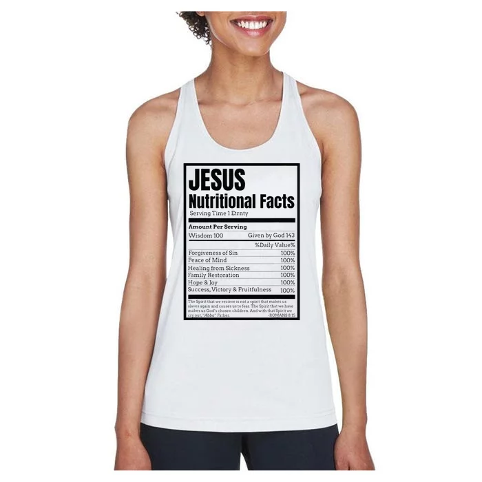 Jesus Nutrition Facts Idea Women's Racerback Tank