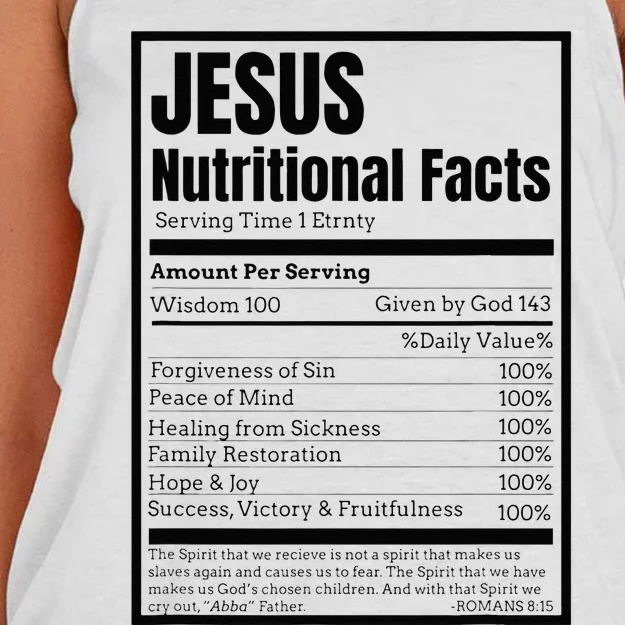 Jesus Nutrition Facts Idea Women's Knotted Racerback Tank