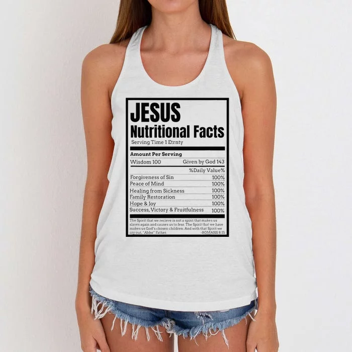 Jesus Nutrition Facts Idea Women's Knotted Racerback Tank