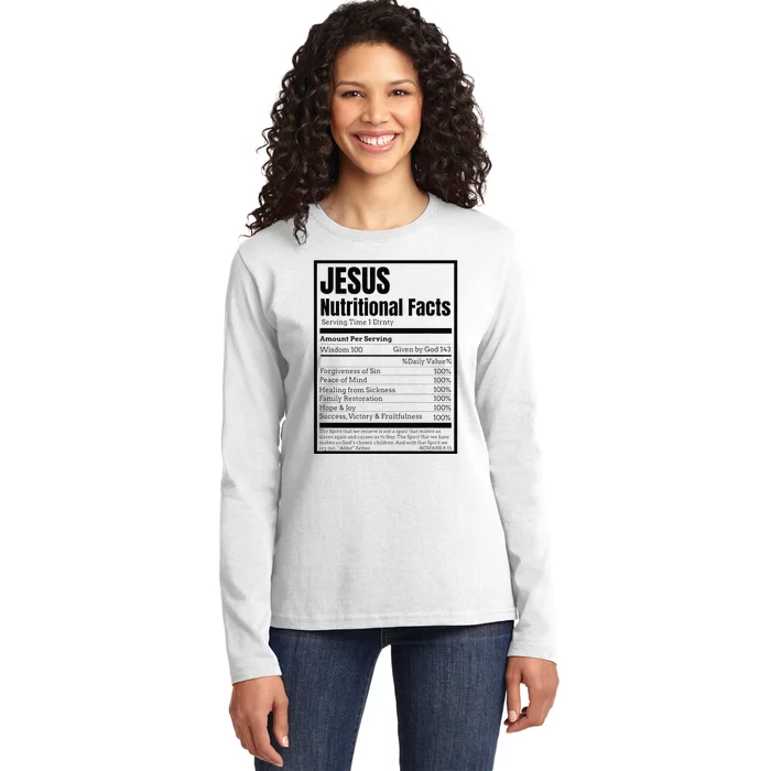 Jesus Nutrition Facts Idea Ladies Long Sleeve Shirt