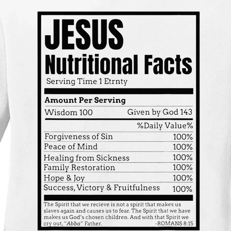 Jesus Nutrition Facts Idea Ladies Long Sleeve Shirt