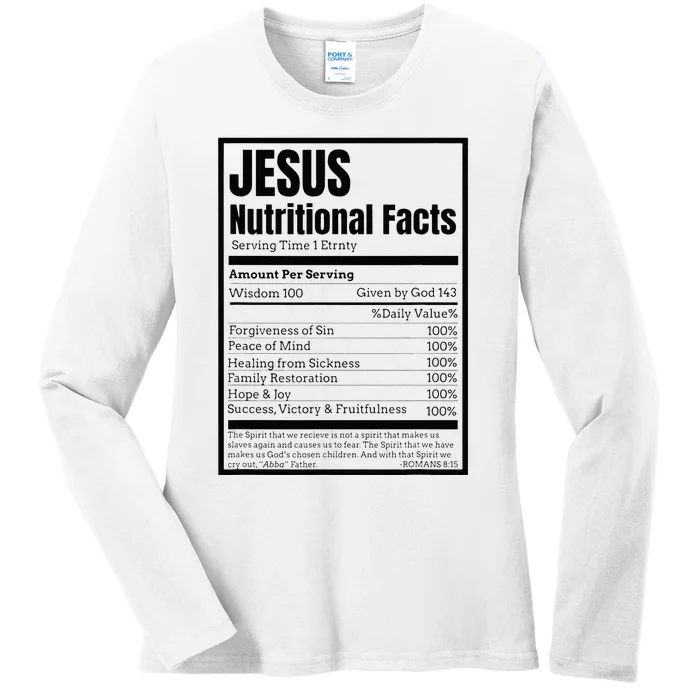 Jesus Nutrition Facts Idea Ladies Long Sleeve Shirt