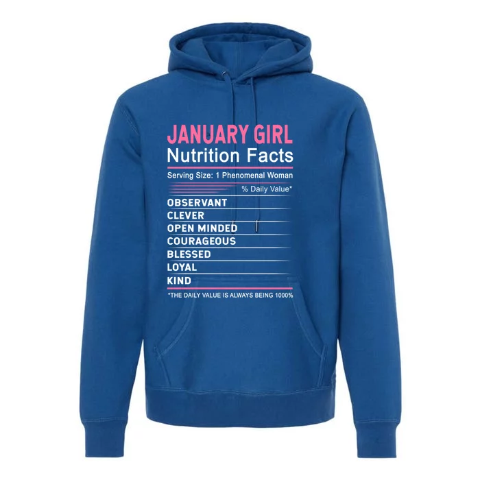 January Nutrition Fact January Capricorn Birthday Gift Premium Hoodie