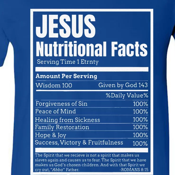 Jesus Nutritional Facts Perfect Idea V-Neck T-Shirt