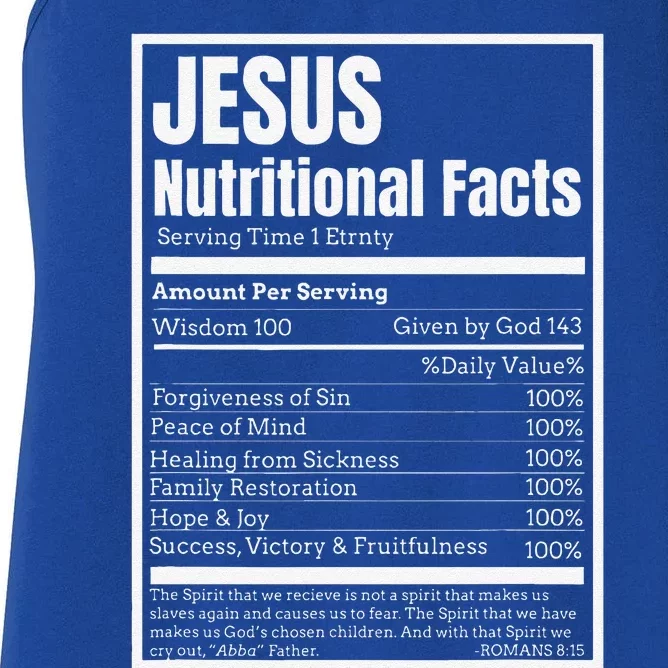 Jesus Nutritional Facts Perfect Idea Women's Racerback Tank