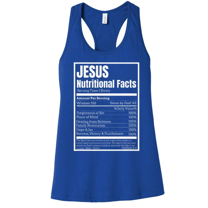 Jesus Nutritional Facts Perfect Idea Women's Racerback Tank