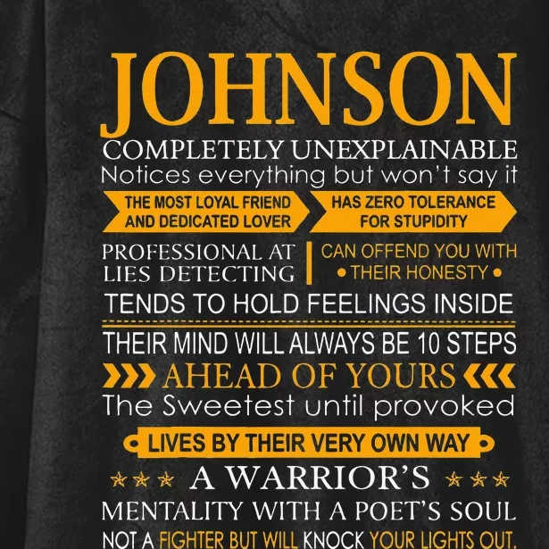 Johnson Name Gift Funny Johnson Hooded Wearable Blanket