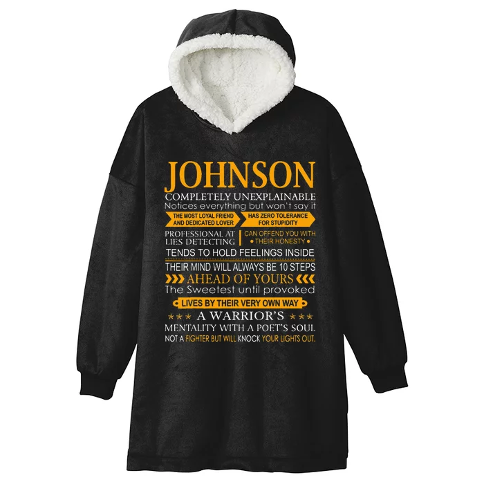 Johnson Name Gift Funny Johnson Hooded Wearable Blanket