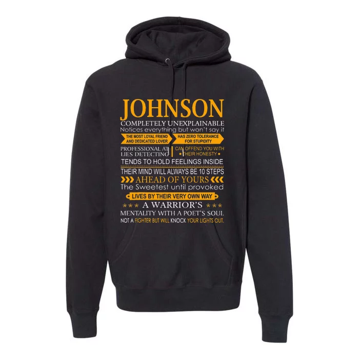 Johnson Name Gift Funny Johnson Premium Hoodie