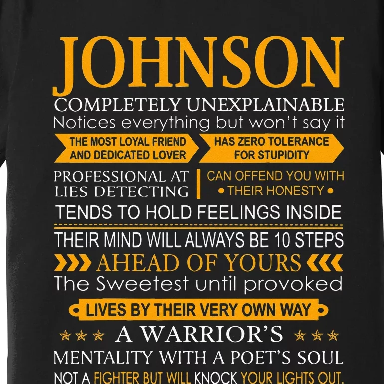 Johnson Name Gift Funny Johnson Premium T-Shirt