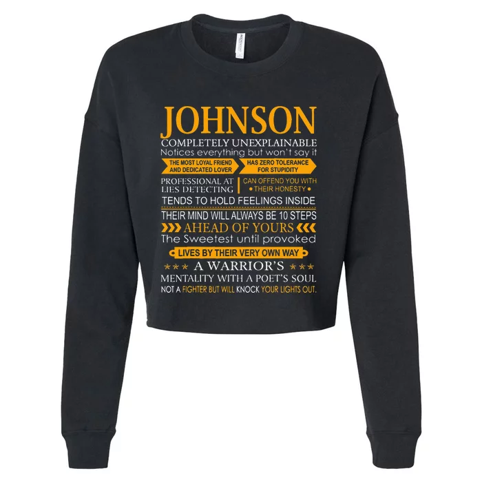 Johnson Name Gift Funny Johnson Cropped Pullover Crew