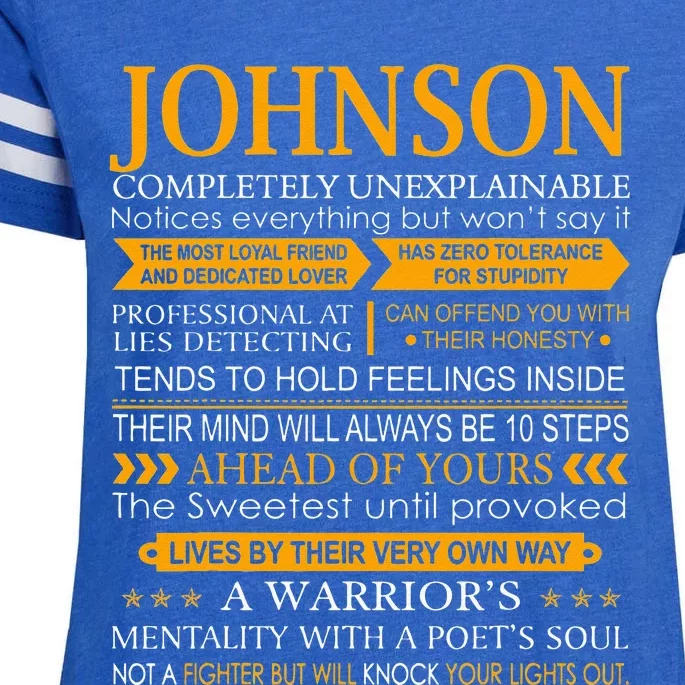 Johnson Name Gift Funny Johnson Enza Ladies Jersey Football T-Shirt