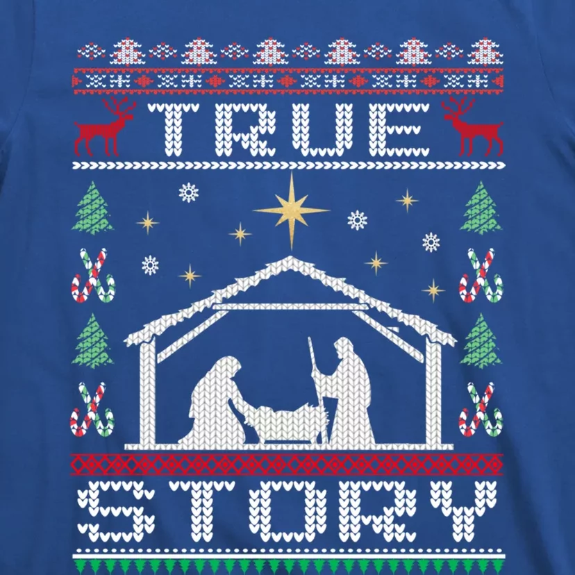 Jesus Nativity Ger Story Holiday Ugly Christmas Gift T-Shirt