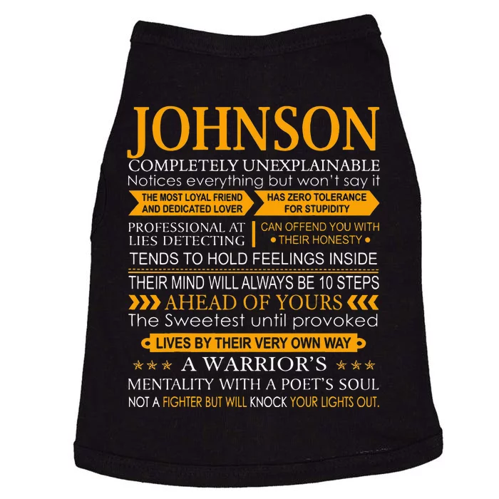 Johnson Name Gift Funny Johnson Doggie Tank