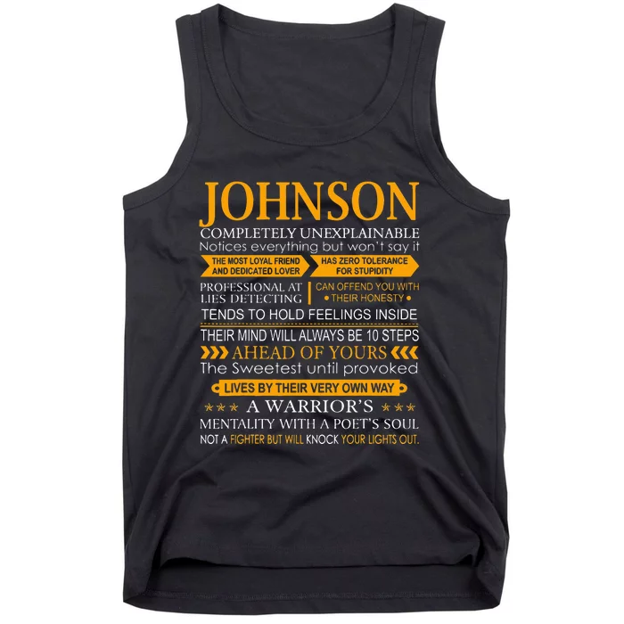 Johnson Name Gift Funny Johnson Tank Top