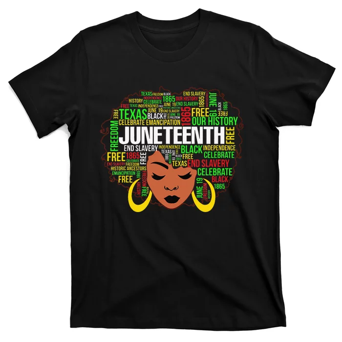 Juneteenth Natural Hair Black History Afro  Apparel T-Shirt