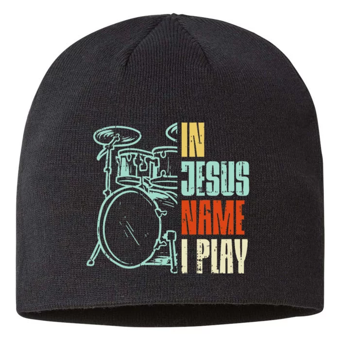 Jesus Name I Play Drums God Drumming Music Christian 8 1/2in Sustainable Knit Beanie