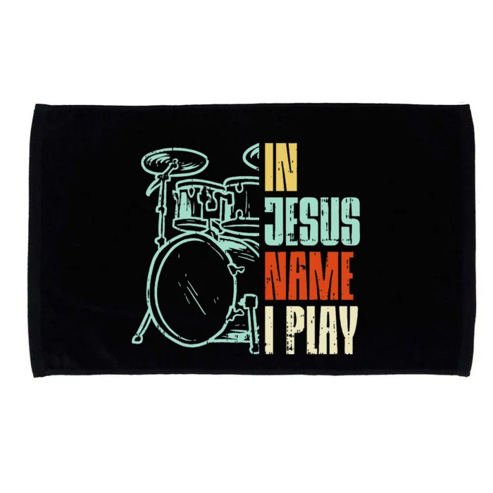 Jesus Name I Play Drums God Drumming Music Christian Drummer Microfiber Hand Towel