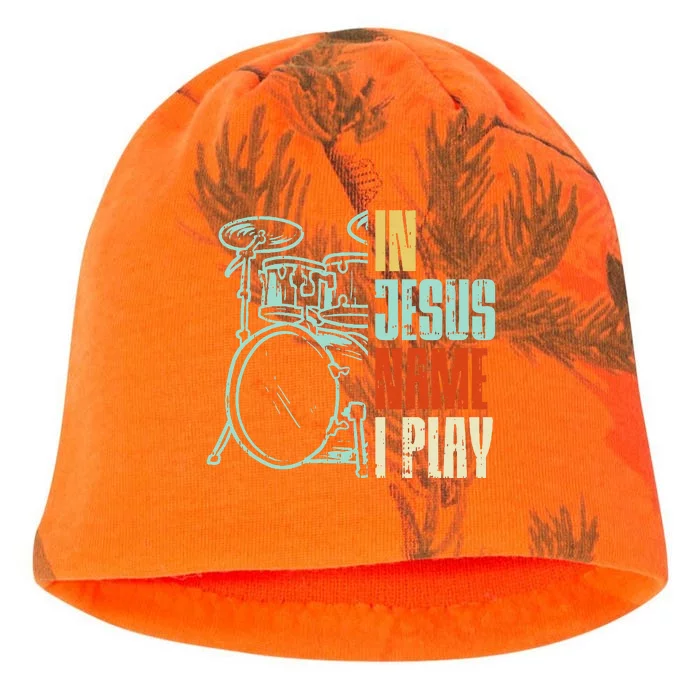 Jesus Name I Play Drums God Drumming Music Christian Drummer Kati - Camo Knit Beanie