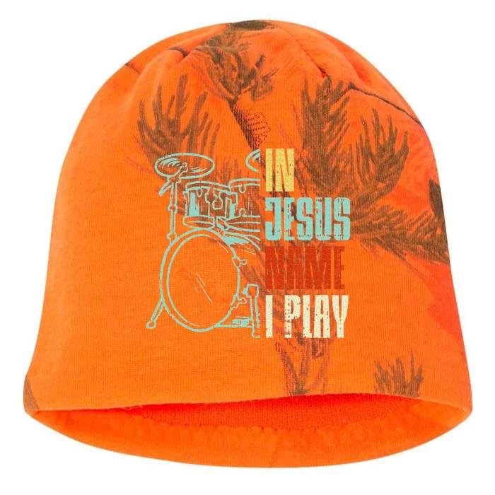 Jesus Name I Play Drums God Drumming Music Christian Drummer Kati - Camo Knit Beanie