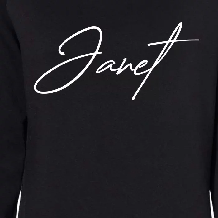 Janet Name In Script Lettering Womens California Wash Sweatshirt