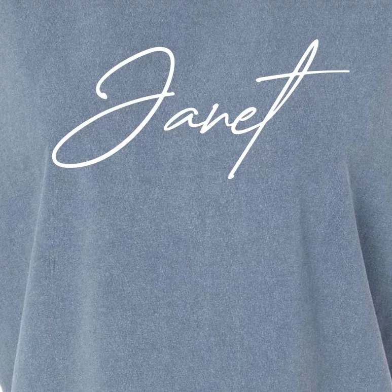 Janet Name In Script Lettering Garment-Dyed Women's Muscle Tee