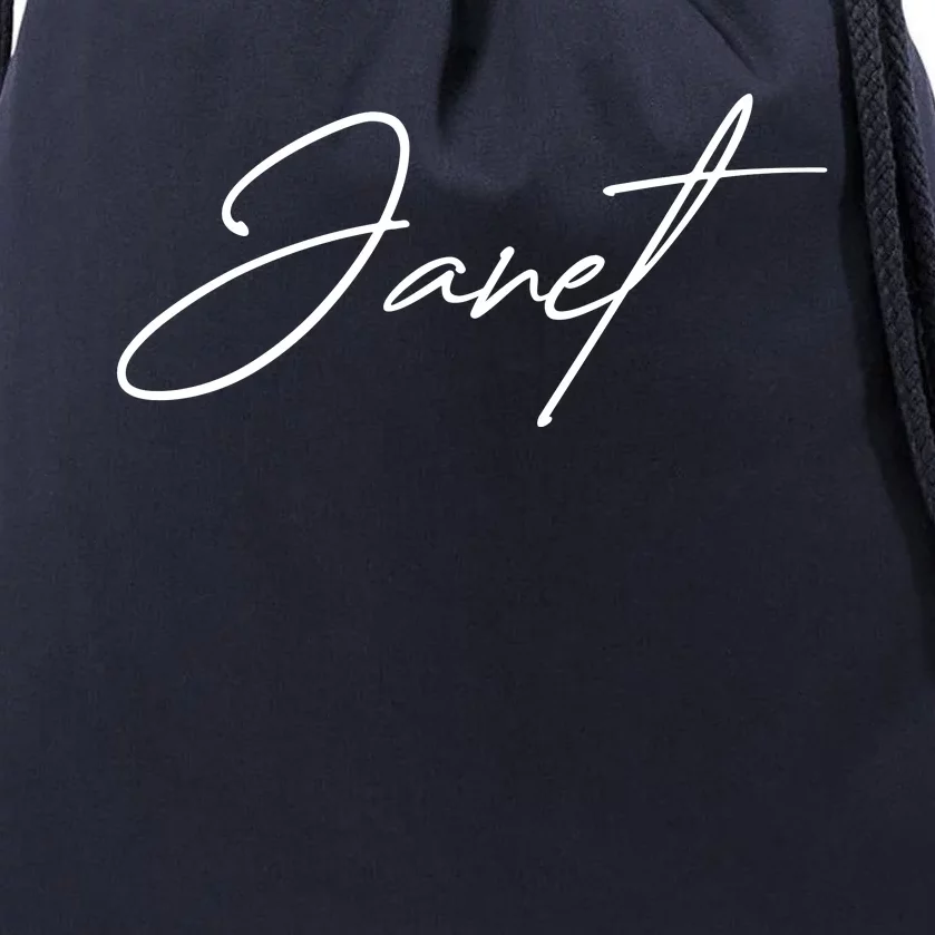 Janet Name In Script Lettering Drawstring Bag