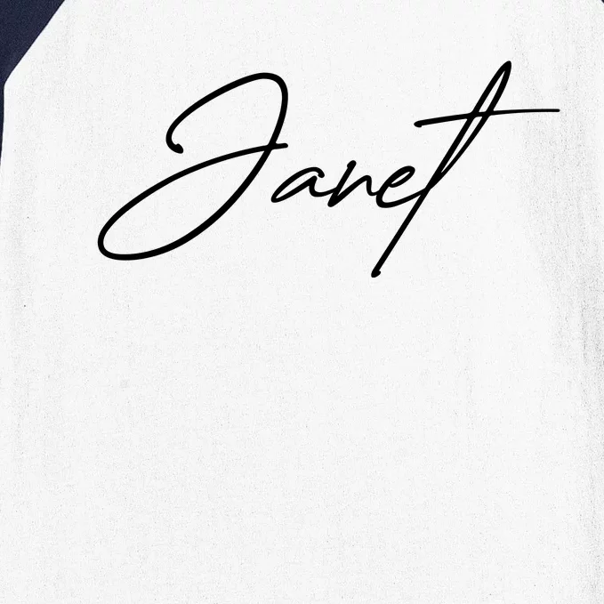 Janet Name In Script Lettering Baseball Sleeve Shirt