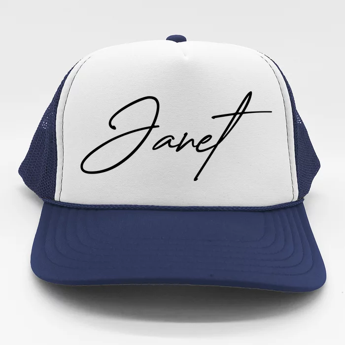 Janet Name In Script Lettering Trucker Hat