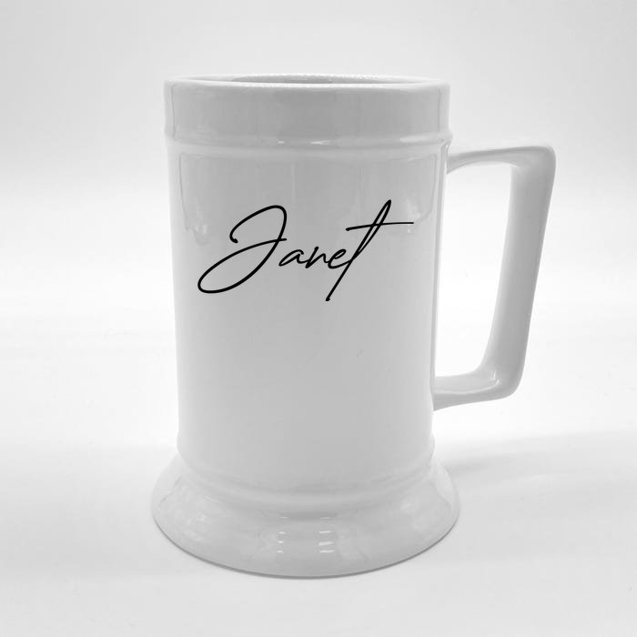 Janet Name In Script Lettering Front & Back Beer Stein