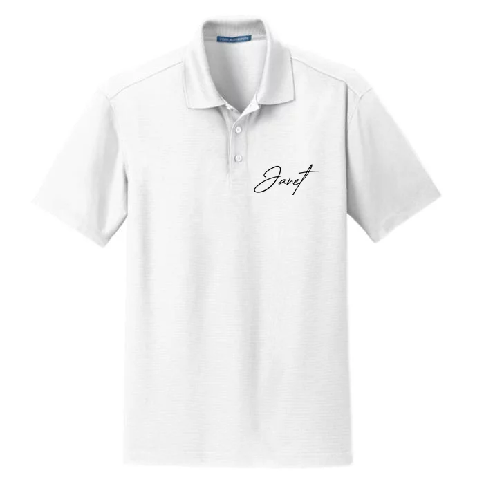 Janet Name In Script Lettering Dry Zone Grid Performance Polo