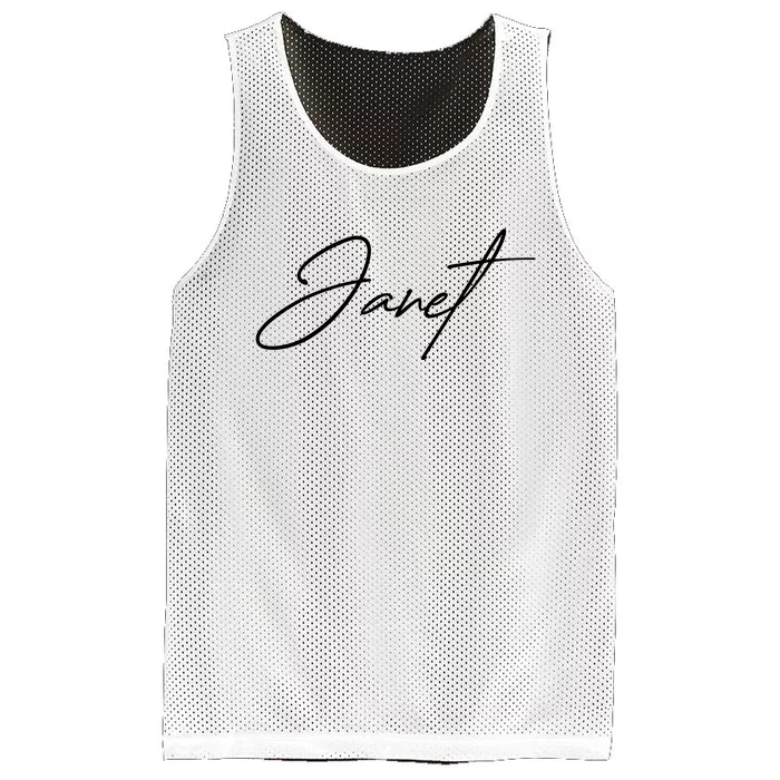 Janet Name In Script Lettering Mesh Reversible Basketball Jersey Tank