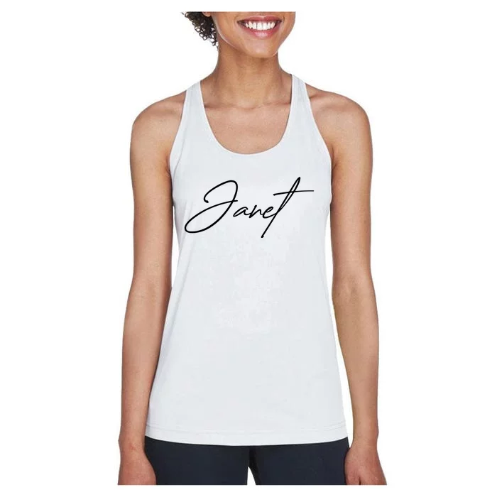 Janet Name In Script Lettering Women's Racerback Tank